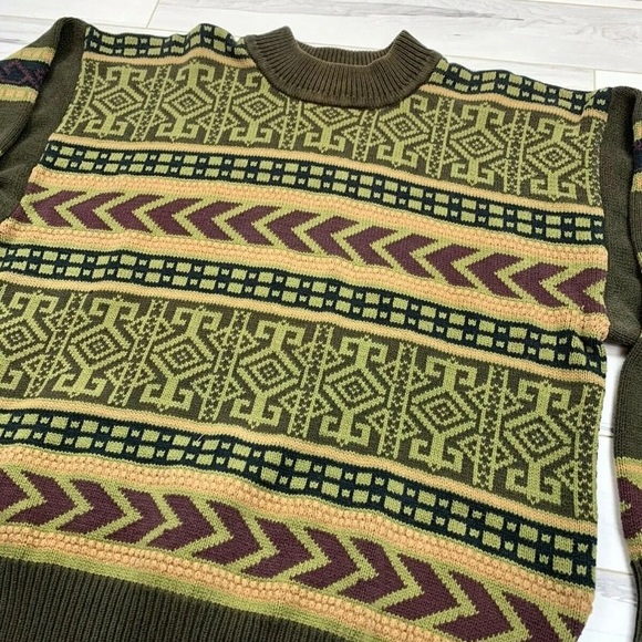 Vtg Mexx Coogi Style Mens Sz M Multicolor Knit Pullover Sweater 100% Cotton - Picture 4 of 6